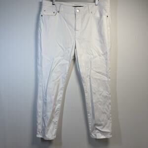 LRL Ralph Lauren Size 14 Premier Straight White Denim Jeans Women's 36" Inseam